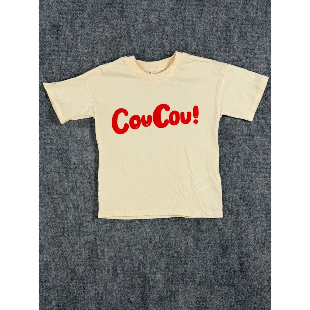 Mini Rodini T-Shirt Kids 5-7Y Cream Graphic "CouCou!" Organic Cotton Designer